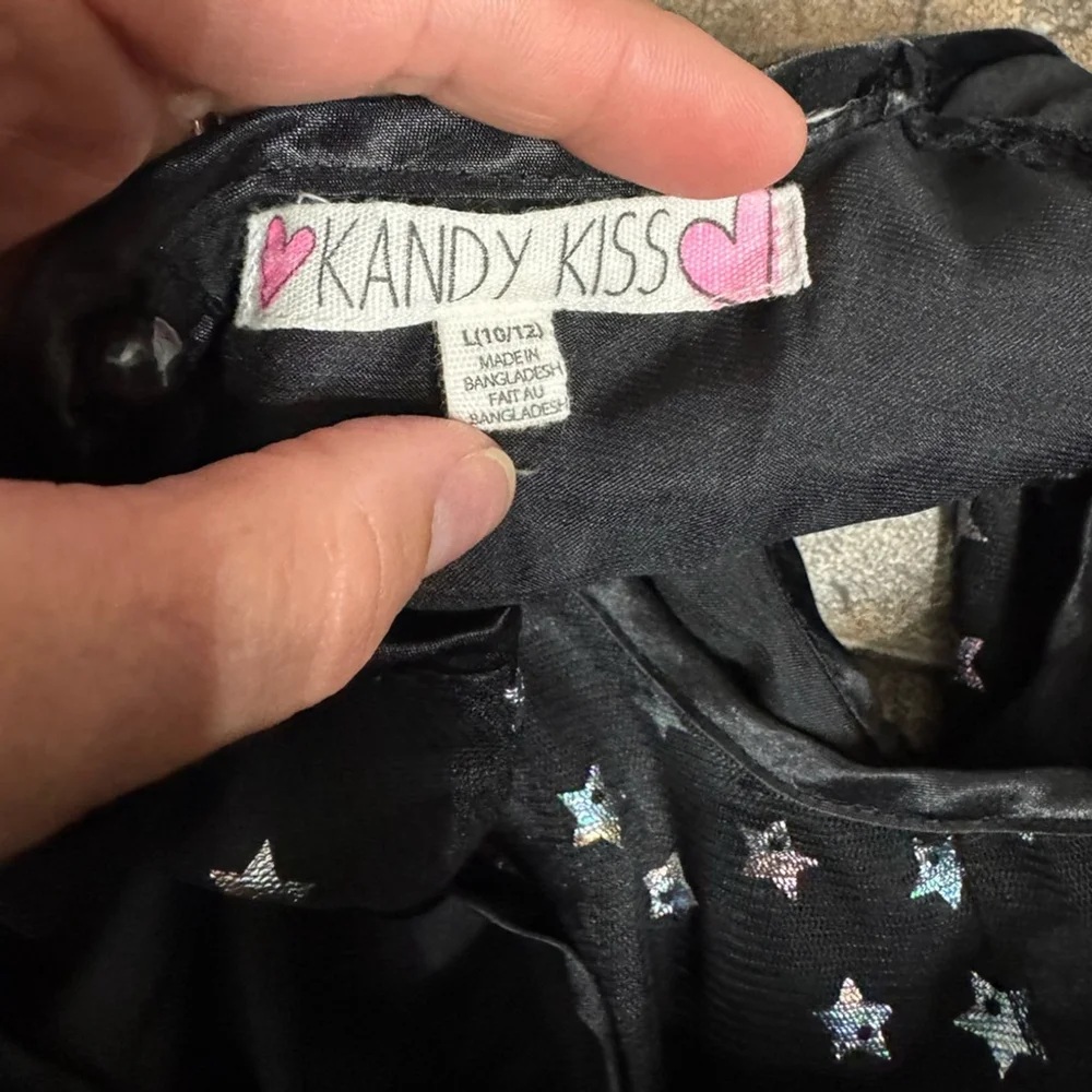 Kandy Kiss Black Star Print Ruffle Tulle Dress Girls Size L (10/12)